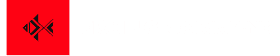 A red and black logo with a black and red border.