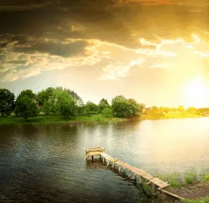 Fishing lake in the evening