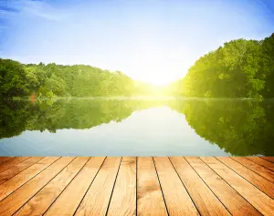 Fishing lake with sunset