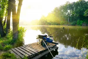 Fishing gear at the side of a river