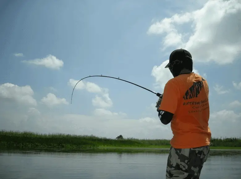 angler fishing near the lake