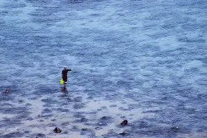 angler fishing with a bucket in the sea