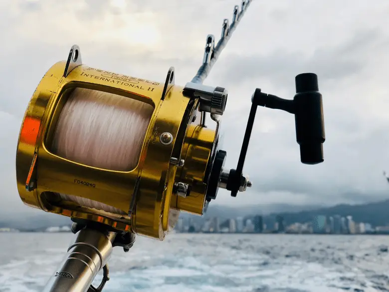 close-up shot of a fishing reel