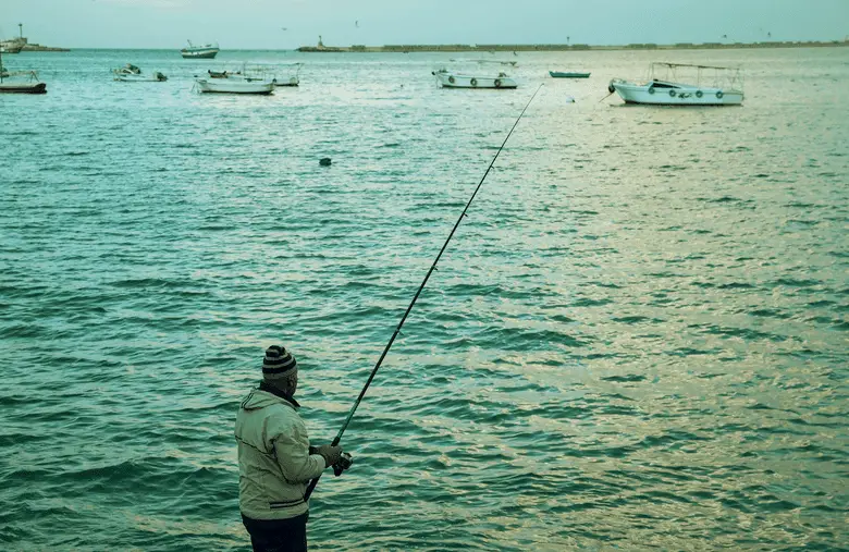 angler fishing in the winter